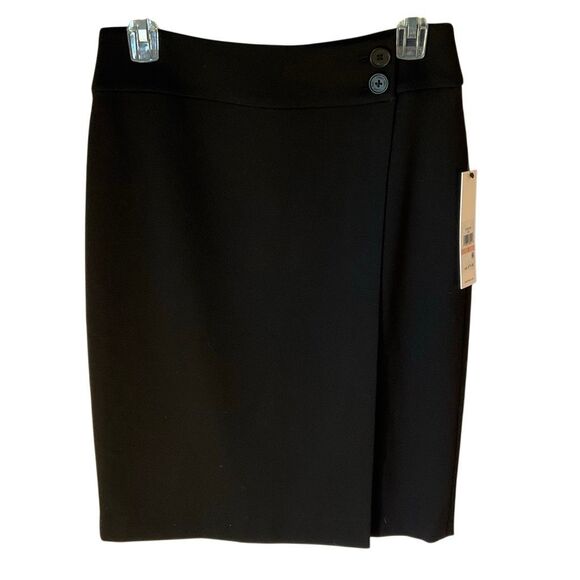 Calvin Klein Suit Faux Wrap Two Button Pencil Skirt. Black NWT. 2 - Picture 5 of 15